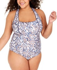 BECCA Women's Plus Size One Pc Swimsuit Animal Print 0X New picture