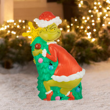 Christmas Blow Mold Grinch with Christmas Tree by Dr. Seuss Outdoor Decor, 32 in picture