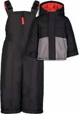 Carter's Boys Black & Gray 2pc Snowsuit Size 4 5/6 7 8 picture
