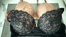 Soma Embraceable Lace Padded Bras Lot of 2 Size 38C Black & Neutral New picture