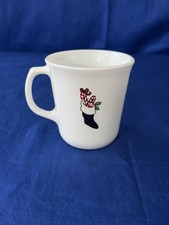 VTG Rare Pyrex Employee Happy Holidays 1984 Stocking Candy Cane Christmas Mug picture