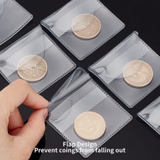 100PCS 2x2Inch Clear Single Pocket Plastic Coin Sleeves Coin Pouches Coin &Jewel picture