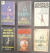 007 JAMES BOND VINTAGE 6 PAPERBACKS, Ian Fleming, Incl. Colonel Sun 1st Edition picture