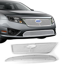 Fits 2010-2012 Ford Fusion Stainless Steel Upper Lower Chrome Mesh Grille Insert picture