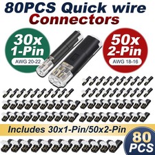 80PCS Plug-In Quick Wire Connector Kit 1-Pin 2-Pin Reusable Clamp Terminal Block picture