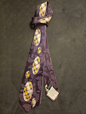 Vintage 1940s C.R. Anthony Neck Tie. Purple Gold Cream Rockabilly Rare picture