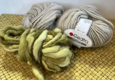 3 Gedifra GIGANTE Super Bulky New Wool Yarn light gray green 50g each lot picture