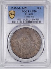 Mexico 1757 Mo-MM Ferdinand VI 8 Reales AU50 PCGS 54146568 KM#104.2 Yonaka-M8-57 picture