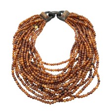 Gerda Lynggaard Monies Signed Multistrand Necklace Amber Horn Bead Fancy Clasp picture