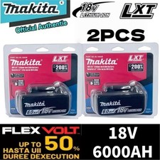 2 x Makita BL1860B-2 18V LXT Lithium-Ion 6.0 Ah Battery - New - USA SHIP picture