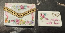 *NWOB* Limoges Mothers Day “To Mother W/ Love” Envelope Trinket Box Peint Main picture