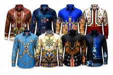 Men’s Printed Button Down Luxury Floral Baroque Long Sleeve Casual Fashion Shirt picture