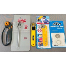 Vintage Sewing Quilting Cutting Tools Lot Fiskars Grifhold Olfa Cutters Blades picture