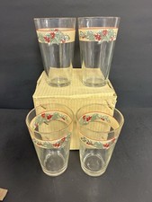 Gibson Christmas Dishes MERRY MISTLETOE Set of 4 Water Glasses 5.75” Tall RARE picture