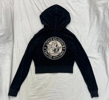 True Religion Black Velour Zip-Up Hoodie (Small) picture