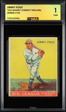 1933 Goudey Jimmy Foxx #154 (Correct Spelling: Jimmie) MBA 1 picture