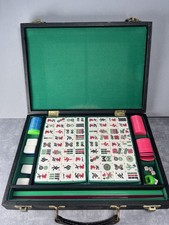 Vintage Mahjong Set Complete Tiles Racks Chips Dice Carrying Case Mah Jongg picture
