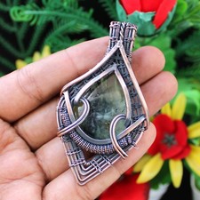 Prehnite Handmade Pendant Jewelry Copper Wire Wrapped Pendant Anniversary Gift picture