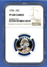 1955 P NGC PF68 Cameo Washington Quarter 25c US Silver Proof 1955-P PR-68 Cameo picture