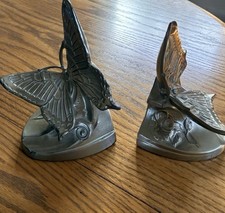 Mid century Art Nouveau PM Craftsman. Silverton/Pewter Butterfly Bookends. picture