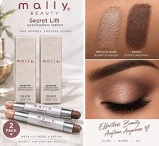 2 Mally Secret Lift Eyeshadow Baton Metallic Nude Patina Full Size NIB picture