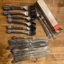 Vintage MSI Rose Stainless Steel Flatware Set 51 Pieces Japan Floral Silverware picture