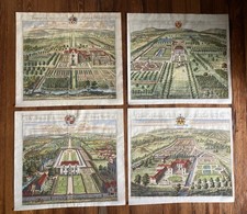 Set Of Four Authentic 18th Century Hand Painted Engravings by Johannes Kip picture