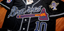 NEW RARE C ATLANTA BRAVES Chipper Jones #10 Stitched Dual Patch STITCHED Jersey picture