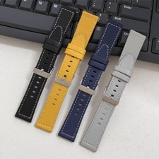 Quality Square Tail Flat Head Genuine Leather Watch Band Strap 20/22mm Universal picture