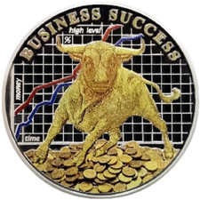 2021 Cameroon Business Success Silver Colored Coin Bull Stock Market Gold RARE picture