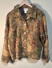 Vintage Coldwater Creek Floral Tapestry Button Up Jacket XL Fall Boho Layering  picture