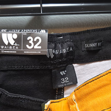 Waimea Men's Black/Yellow Colorblock Skinny Fit Cargo Denim Shorts Pockets picture