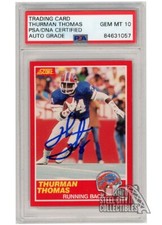 Thurman Thomas 1989 Score Autograph Rookie Card #211 PSA/DNA 10 picture