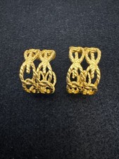 vintage Givenchy openwork hoop earrings Gold Tone Pierced Statement 1980’s EUC picture