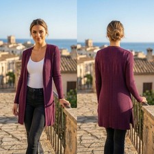 Love Ellie Large Burgundy Ribbed Long Sleeve Cardigan picture