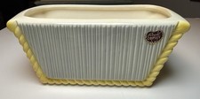 Vintage Royal Copley Ribbed Rectangular Planter, Ivory and Yellow Gray MCM picture
