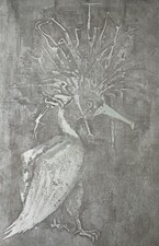 Rare Vintage Metal Printing Plate Abstract Birds Charles SHOEmaker Whimsical - 3 picture