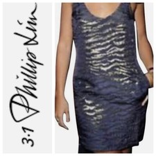 NWT 3.1 Phillip Lim Suspender Dress Raisin Purple Metallic Gold Size 2 $585 picture
