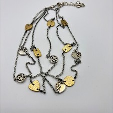 Brighton Deco Silver & Gold Tone Hearts Multi-strand Necklace Retired picture