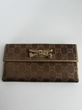 Gucci Princy  Gold GG Canvas and Leather Mayfair Bow Continental Wallet picture