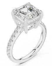 Certified 4.3 Ct Asscher Lab Grown Diamond Ring Elegant Jewellery 14K Gold Over picture