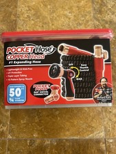 Expanding Copper Head Garden Pocket Hose 3/4 in x 50 ft w/ Nozzle, Anti-Kink NEW picture