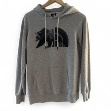 The North Face Women's Gray Pullover Hoodie Bear Logo Graphic Print Size S picture