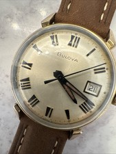 Vintage 1969 Bulova M9 Men’s Manual Wind Watch 10K RGP Roman Numeral Date picture
