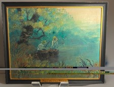 Vintage MCM Impressionist Oil Painting “Peace Like A River” Signed D Burris picture