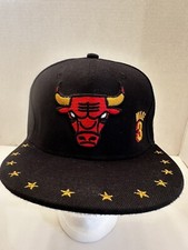 Scarce, Maybe Rare New Era Fits Bulls Wade 3. Blk On Blk Red Bull Gold Horns picture