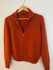Loro Piana 100% Cashmere Full Zip Sweater Cardigan Orange Italy Luxury picture