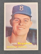 1957 Topps Don Drysdale Rookie Card #18 RC Brooklyn Dodgers HOF MLB Baseball picture