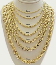 Real 14k Yellow Gold Rope Chain Necklace 2mm-10mm 18
