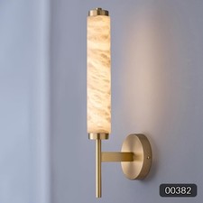 Wall Sconce Light Fixture Alabaster Marble Brass LED Gold 18.9in #R017 picture